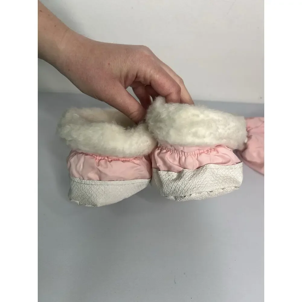 Vintage Snowsuit Quilted Pram Trundle Bundle Pink Removable Booties